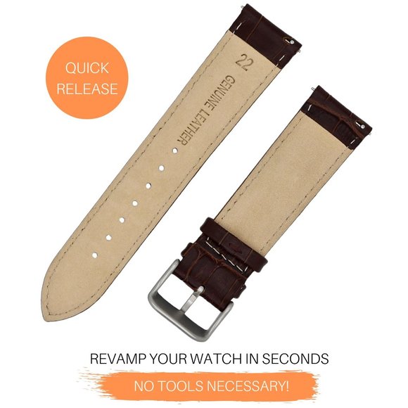 Brown Genuine Leather Replacement Watch Band - Quick Release- various sizes - Picture 3 of 5